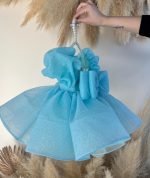 Aqua Princess Puffy Party Dress | Sparkly Blue Fairytale Outfit for Girls - Image 3
