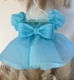 Aqua Princess Puffy Party Dress | Sparkly Blue Fairytale Outfit for Girls - Image 4