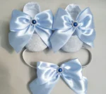 Glitter & Satin Baby Shoes Set | Cinderella Blue Bow - Image 2