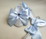 Glitter & Satin Baby Shoes Set | Cinderella Blue Bow - Image 7