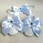 Glitter & Satin Baby Shoes Set | Cinderella Blue Bow