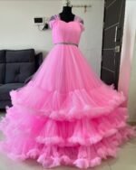 Ocean Teal Ruffle Tulle Gown - Image 3