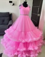 Ocean Teal Ruffle Tulle Gown - Image 5