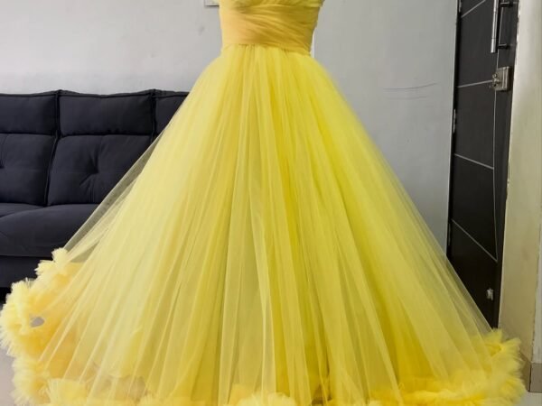 Sunshine Yellow Ruffle Tulle Gown
