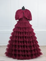 Regal Wine Ruffle Gown - Image 2