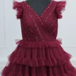 Regal Wine Ruffle Gown