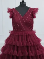 Regal Wine Ruffle Gown