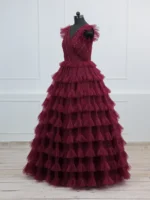 Regal Wine Ruffle Gown - Image 3