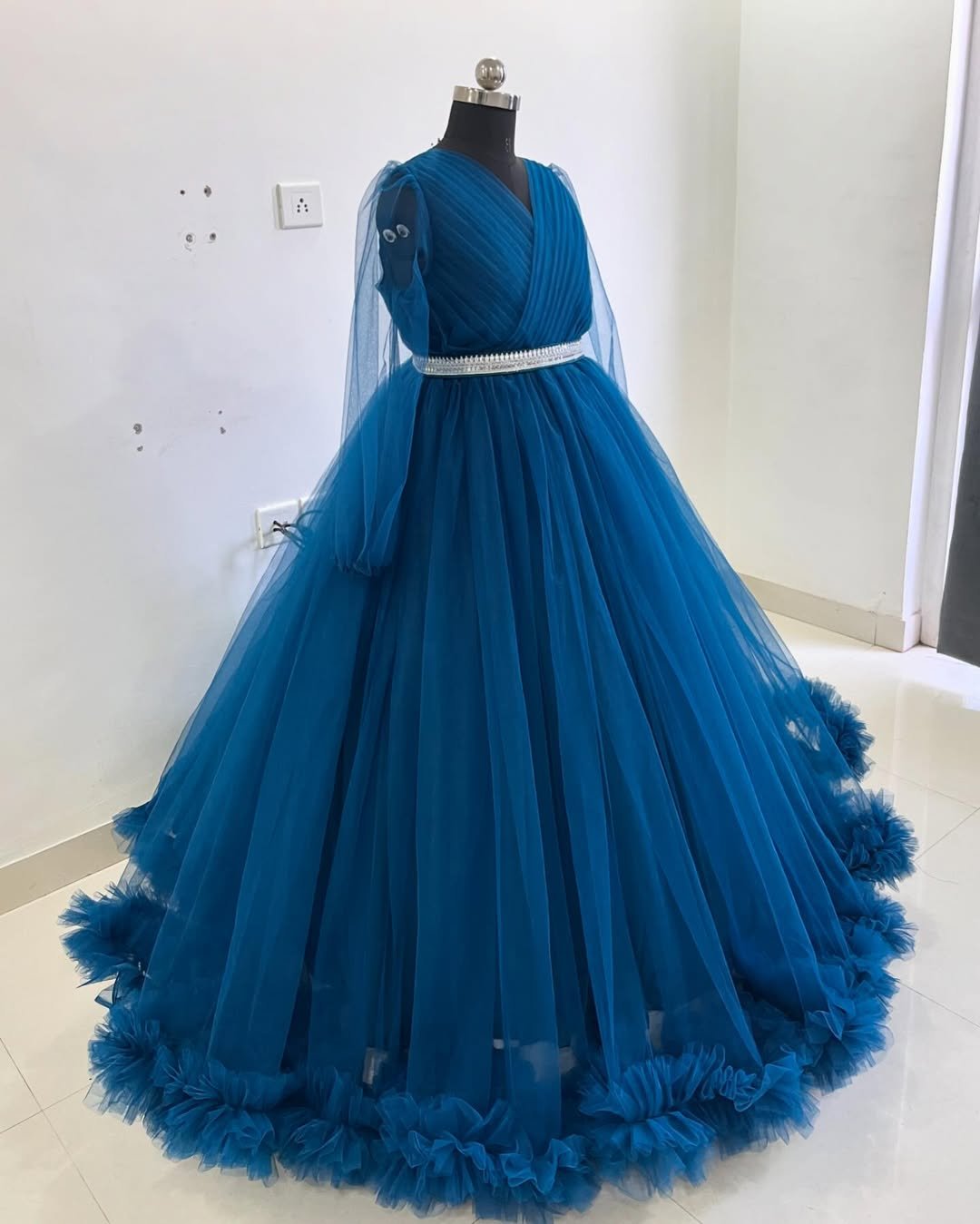 For orders what’s app on 9359382362✌🏻✌🏻...#instagram #instadaily #instalike #instagood #fashio (3) Sweeping Tulle Party Gown - Image 1