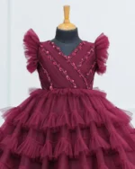Regal Ruffle Tiered Maroon Gown - Image 2