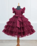 Regal Ruffle Tiered Maroon Gown - Image 5