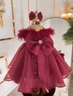 Regal Red Feather & Sequin Gown - Image 5