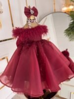 Regal Red Feather & Sequin Gown