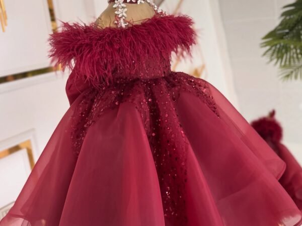 Regal Red Feather & Sequin Gown
