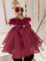 Regal Red Feather & Sequin Gown - Image 6
