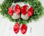 Deep Red Butterfly Sparkle Booties & Headband Set