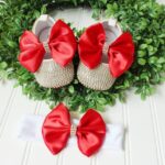 Deep Red Butterfly Sparkle Booties & Headband Set