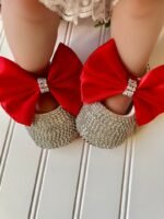 Deep Red Butterfly Sparkle Booties & Headband Set - Image 4