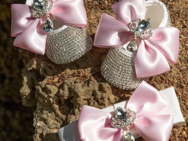 Pink Crystal Bow Set
