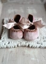 Velvet Ribbon Christening Booties - Image 4