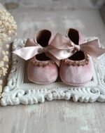 Velvet Ribbon Christening Booties - Image 6
