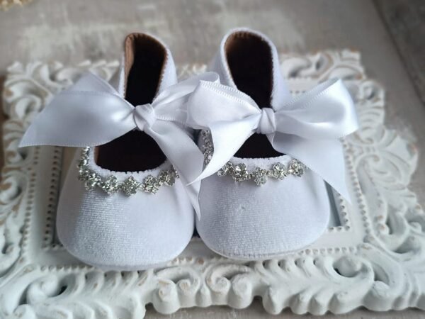 Velvet Ribbon Christening Booties