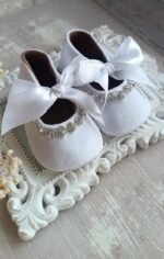 Velvet Ribbon Christening Booties - Image 2