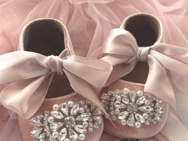 Rose Velvet Pearl Booties