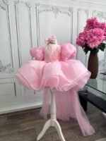 Blush Pink Mega Bow Frock with Adjustable Long Tail - Image 6