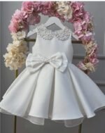 White Pearl Collar Bow Dress - Image 4