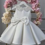 White Pearl Collar Bow Dress