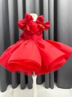 Crimson Royal Bow Drama Dress