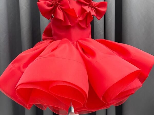 Crimson Royal Bow Drama Dress