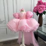 Blush Pink Mega Bow Frock with Adjustable Long Tail