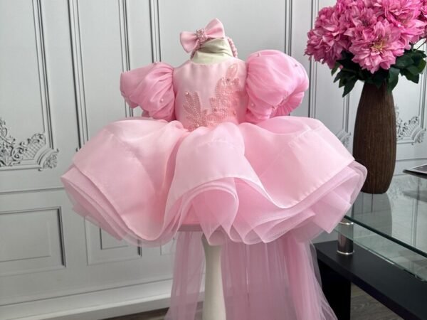 Blush Pink Mega Bow Frock with Adjustable Long Tail