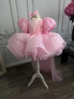 Blush Pink Mega Bow Frock with Adjustable Long Tail - Image 8