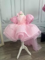 Blush Pink Mega Bow Frock with Adjustable Long Tail - Image 4