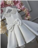 White Pearl Collar Bow Dress - Image 2