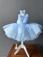 Baby Blue Ribbon Shoulder Bow Frock