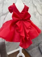 Crimson Royal Bow Drama Dress - Image 3