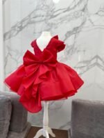 Crimson Royal Bow Drama Dress - Image 9