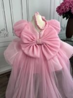 Blush Pink Mega Bow Frock with Adjustable Long Tail - Image 2