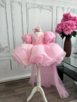 Blush Pink Mega Bow Frock with Adjustable Long Tail - Image 5