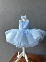 Baby Blue Ribbon Shoulder Bow Frock - Image 2