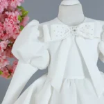 White Pearl Bow Princess Dress - Image 2