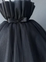 Black Glitter Puffy Party Frock for Girls - Image 7