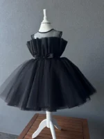 Black Glitter Puffy Party Frock for Girls - Image 4