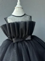 Black Glitter Puffy Party Frock for Girls - Image 8