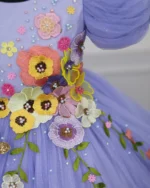 Floral Embroidered Puffy Party Frock for Girls - Image 5