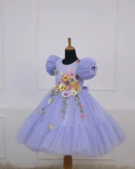 Floral Embroidered Puffy Party Frock for Girls